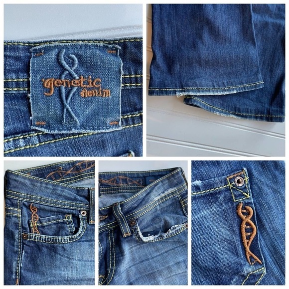 Genetic Denim Recessive Gene Jeans Blue Size 27 Flare Distressed Vintage rare - Picture 6 of 9